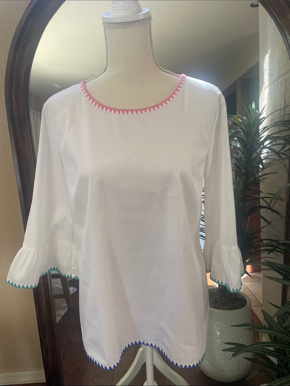 Talbots Cotton Blouse Embroidery Trim